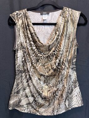 MSK Snake & Leopard Print Cowl Neck Sleeveless Top - Brown, Black, Cream